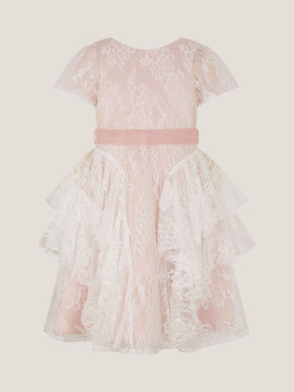 Monsoon Dusky Pink Joanie Cancan Ruffle Lace Dress image 2