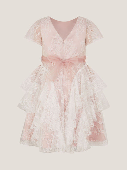 Monsoon Dusky Pink Joanie Cancan Ruffle Lace Dress image 3