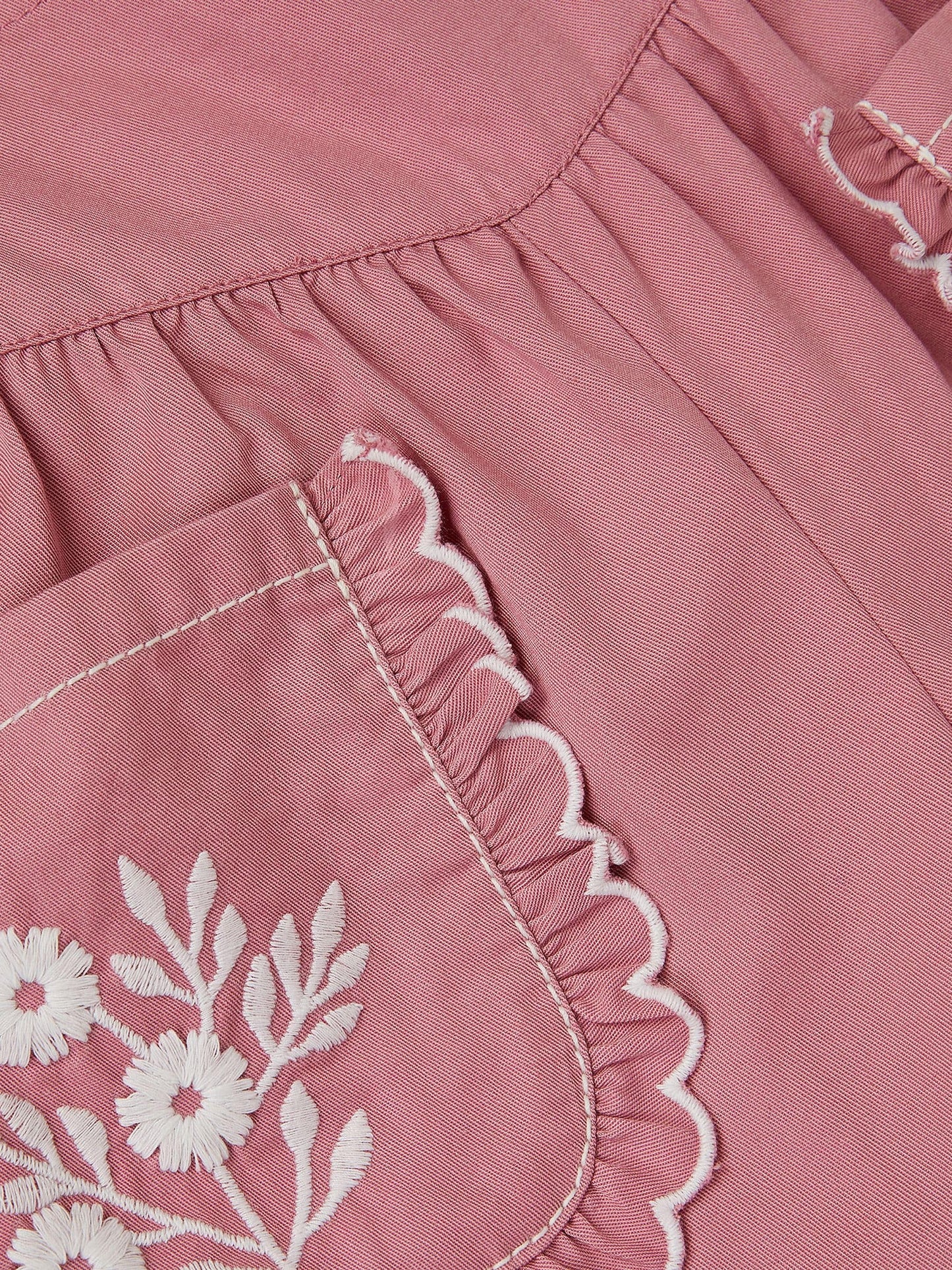 Monsoon Pink Floral Embroidered Scallop Trousers image 4