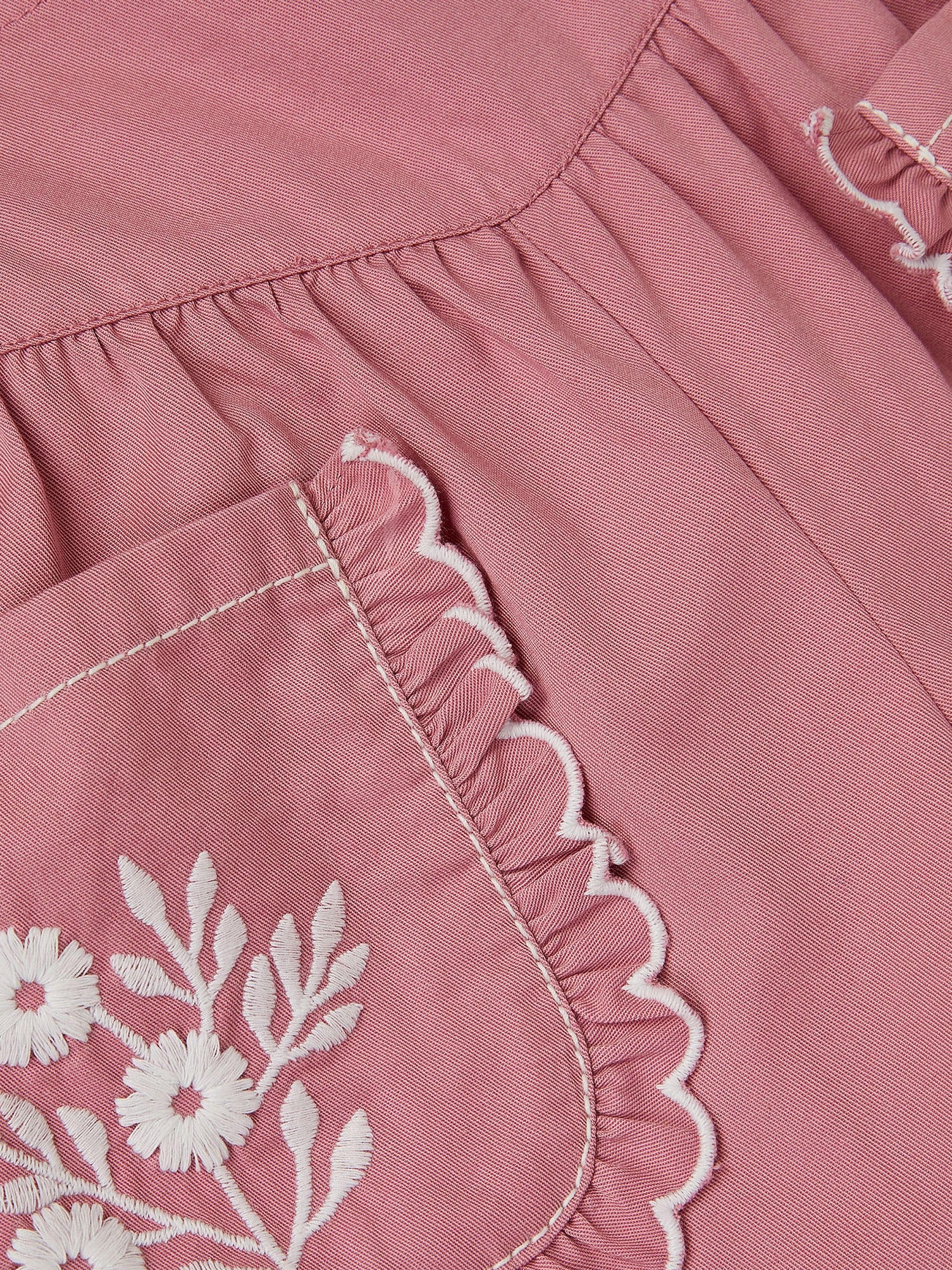 Monsoon Pink Floral Embroidered Scallop Trousers image 4