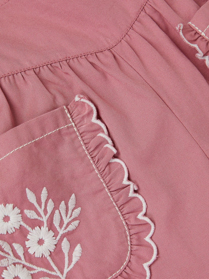 Monsoon Pink Floral Embroidered Scallop Trousers image 4