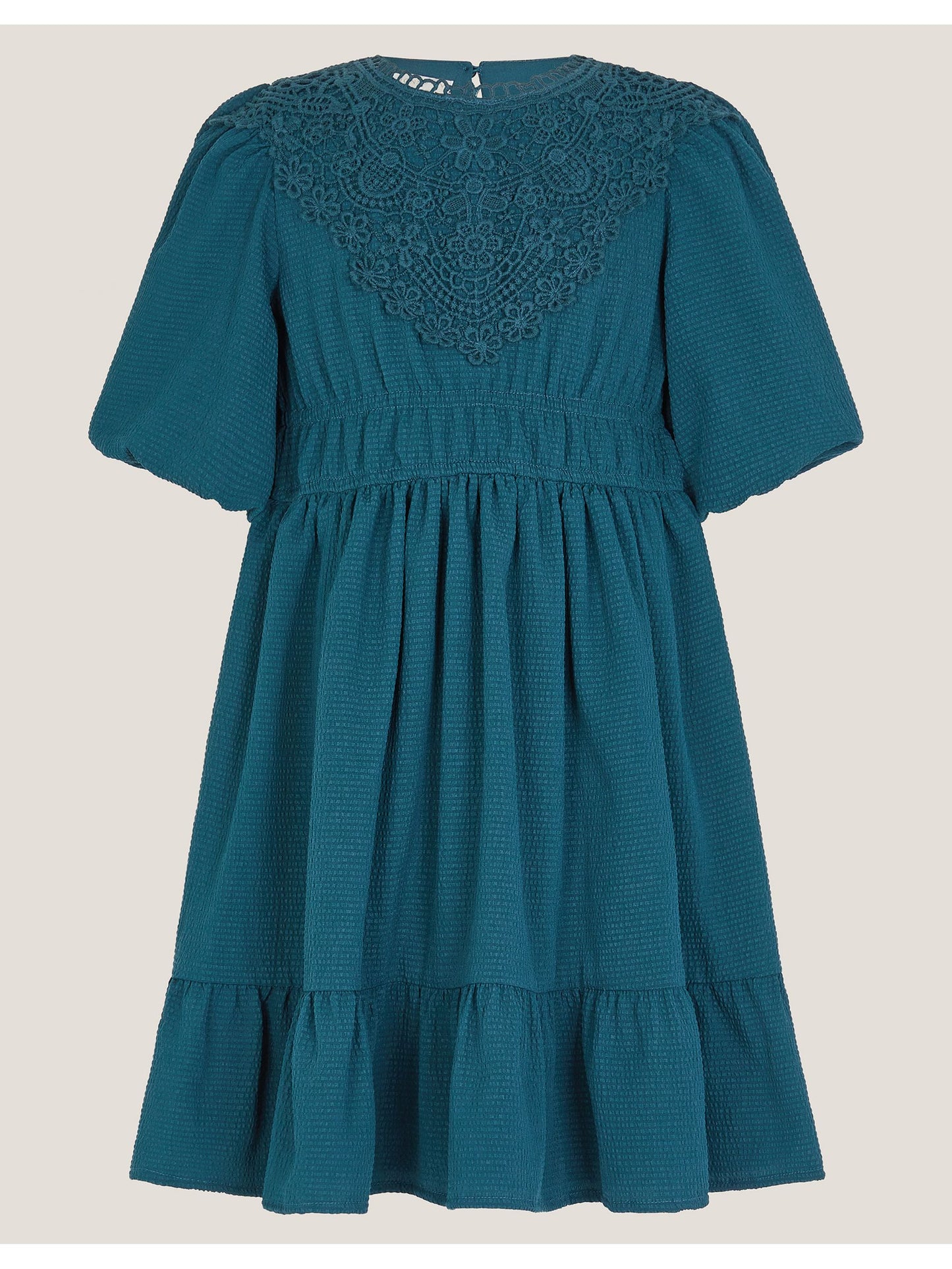 Monsoon Blue Crochet Yoke Tiered Dress image 2