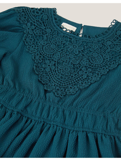 Monsoon Blue Crochet Yoke Tiered Dress image 4
