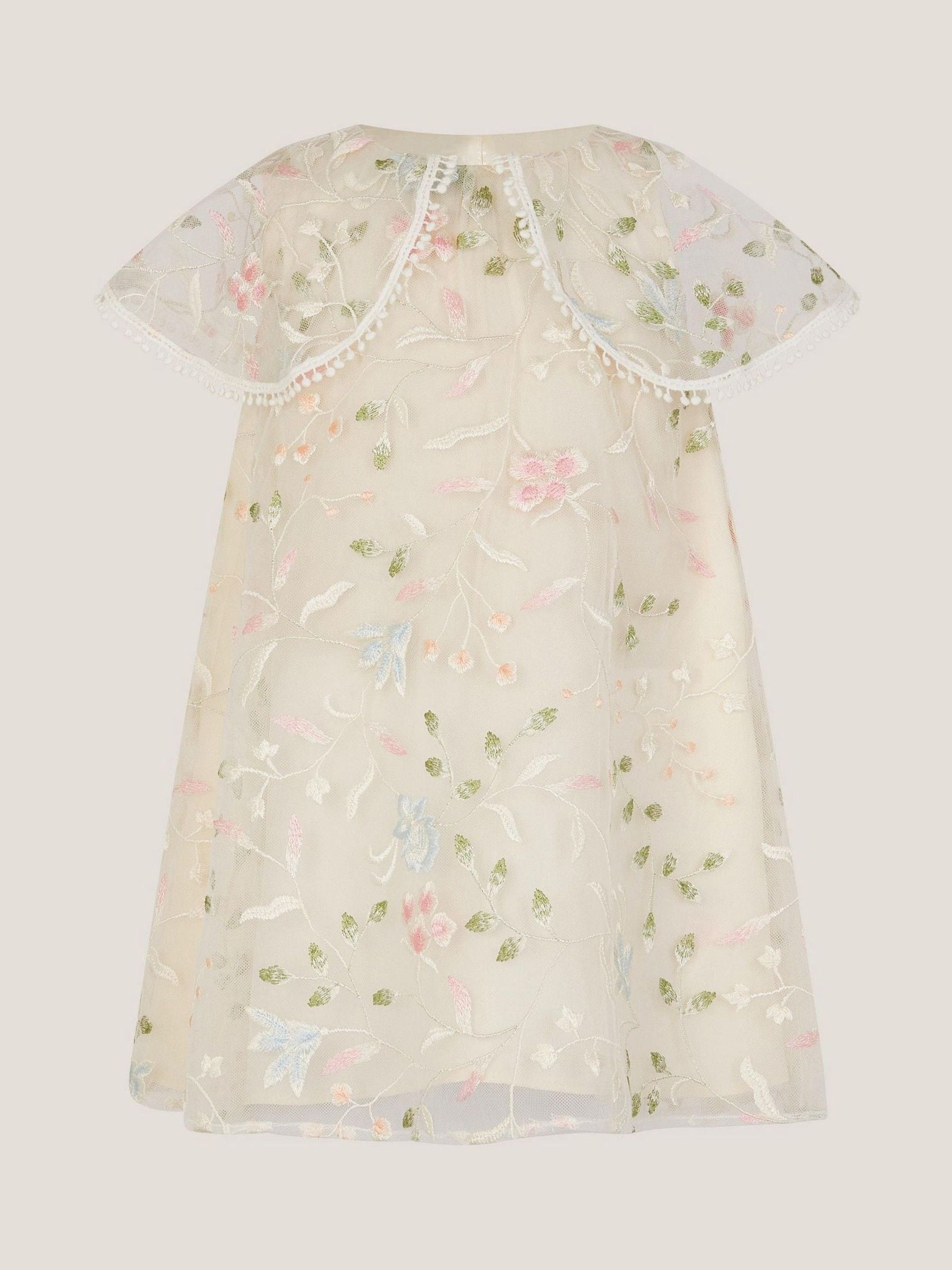 Monsoon Cream Baby Floral Embroidered Swing Dress image 1