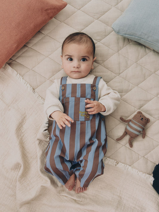 Dsiney Kidz - Blue/Brown Stripe Baby Twill Dungarees and Bodysuit Set (0mths-2yrs) image 1