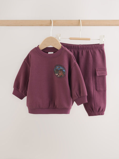 Dsiney Kidz - Burgundy Red Bear Baby Sweatshirt and Joggers Set (0mths-2yrs) image 1