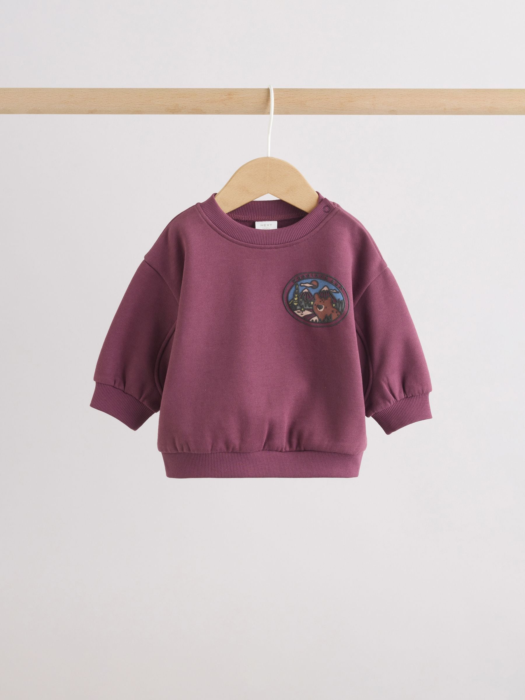 Burgundy Red Bear Baby Sweatshirt and Joggers Set (0mths-2yrs) image 2