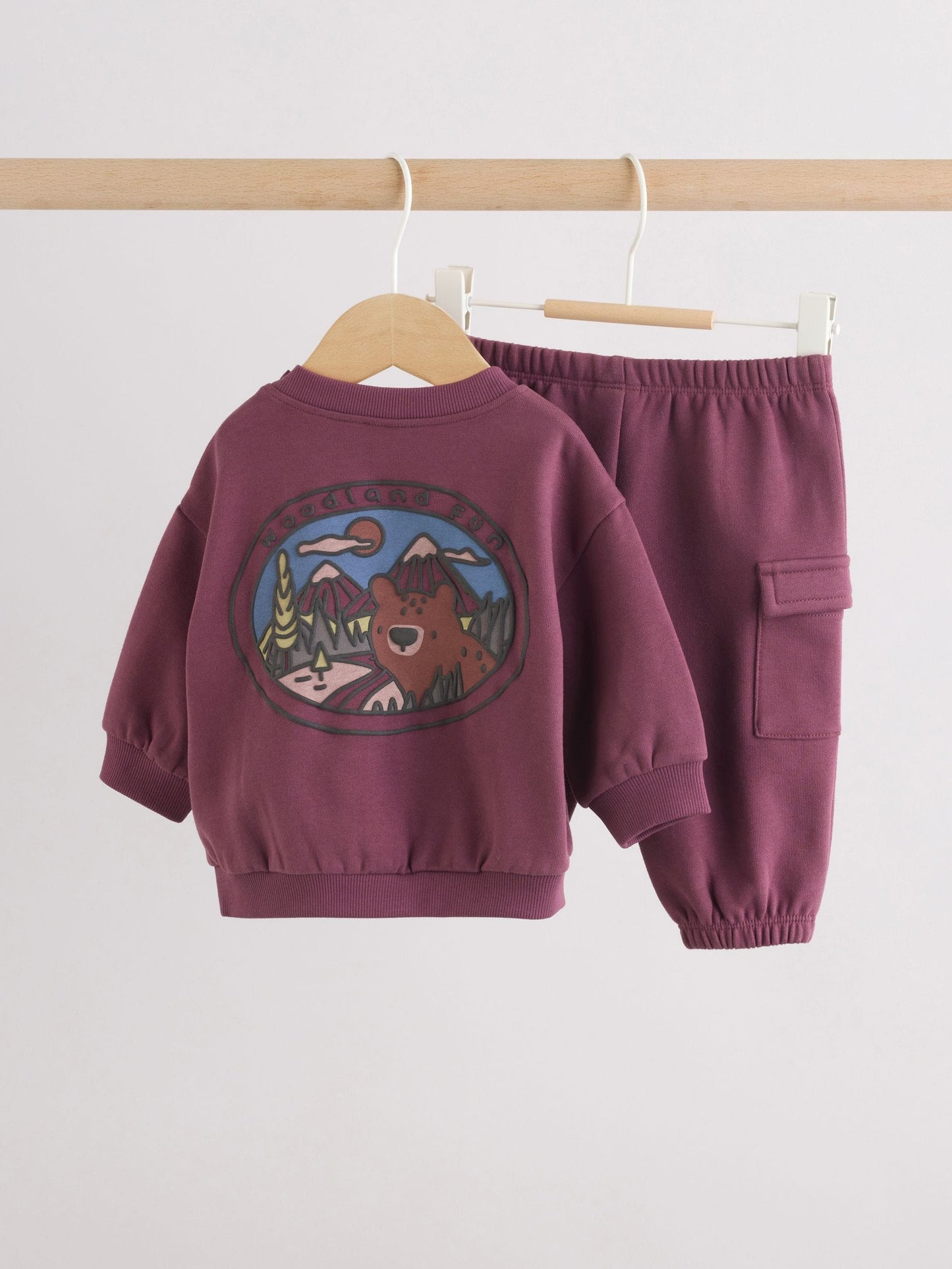 Burgundy Red Bear Baby Sweatshirt and Joggers Set (0mths-2yrs) image 4