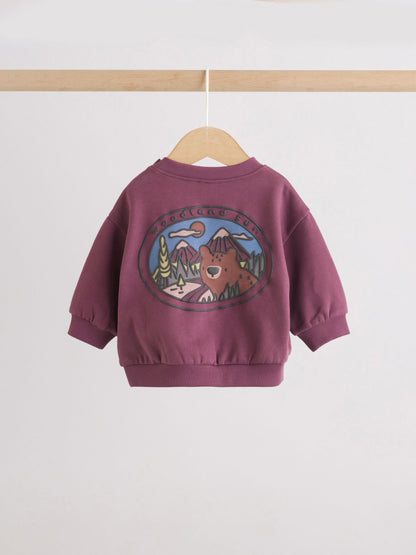 Burgundy Red Bear Baby Sweatshirt and Joggers Set (0mths-2yrs) image 5