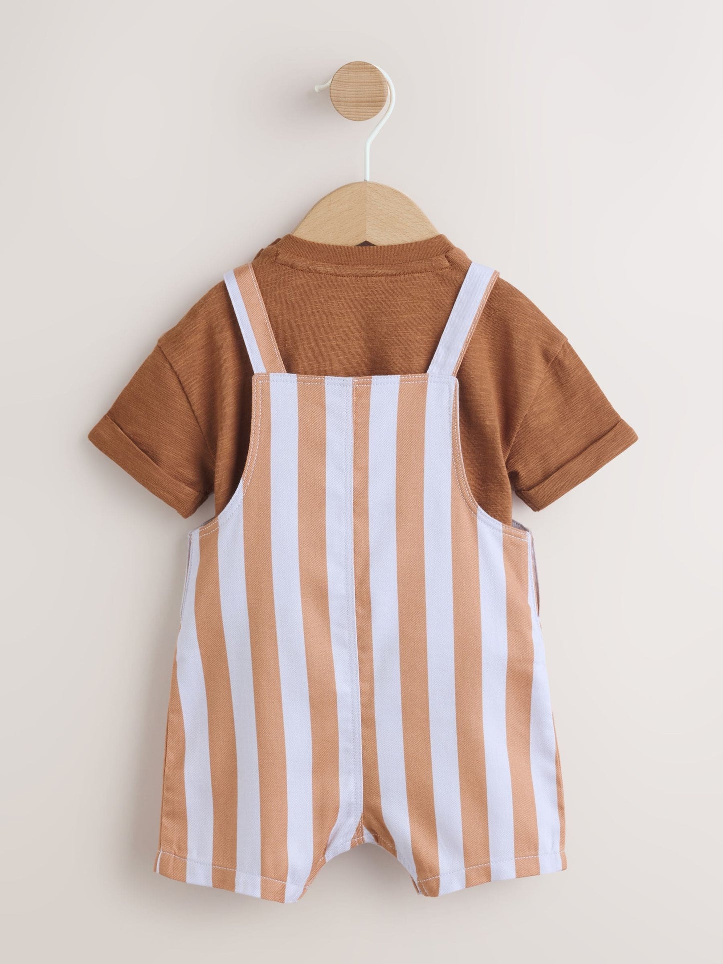 Rust Brown Stripe Twill Dungaree and Bodysuit Baby Set (0mths-2yrs) image 3