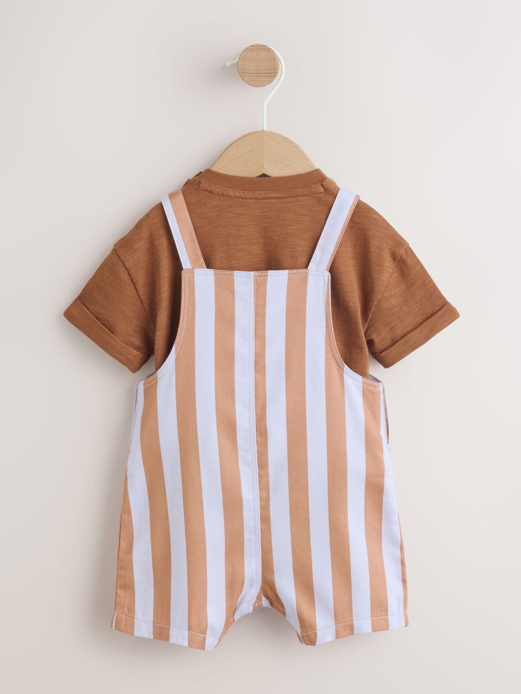 Rust Brown Stripe Twill Dungaree and Bodysuit Baby Set (0mths-2yrs) image 3
