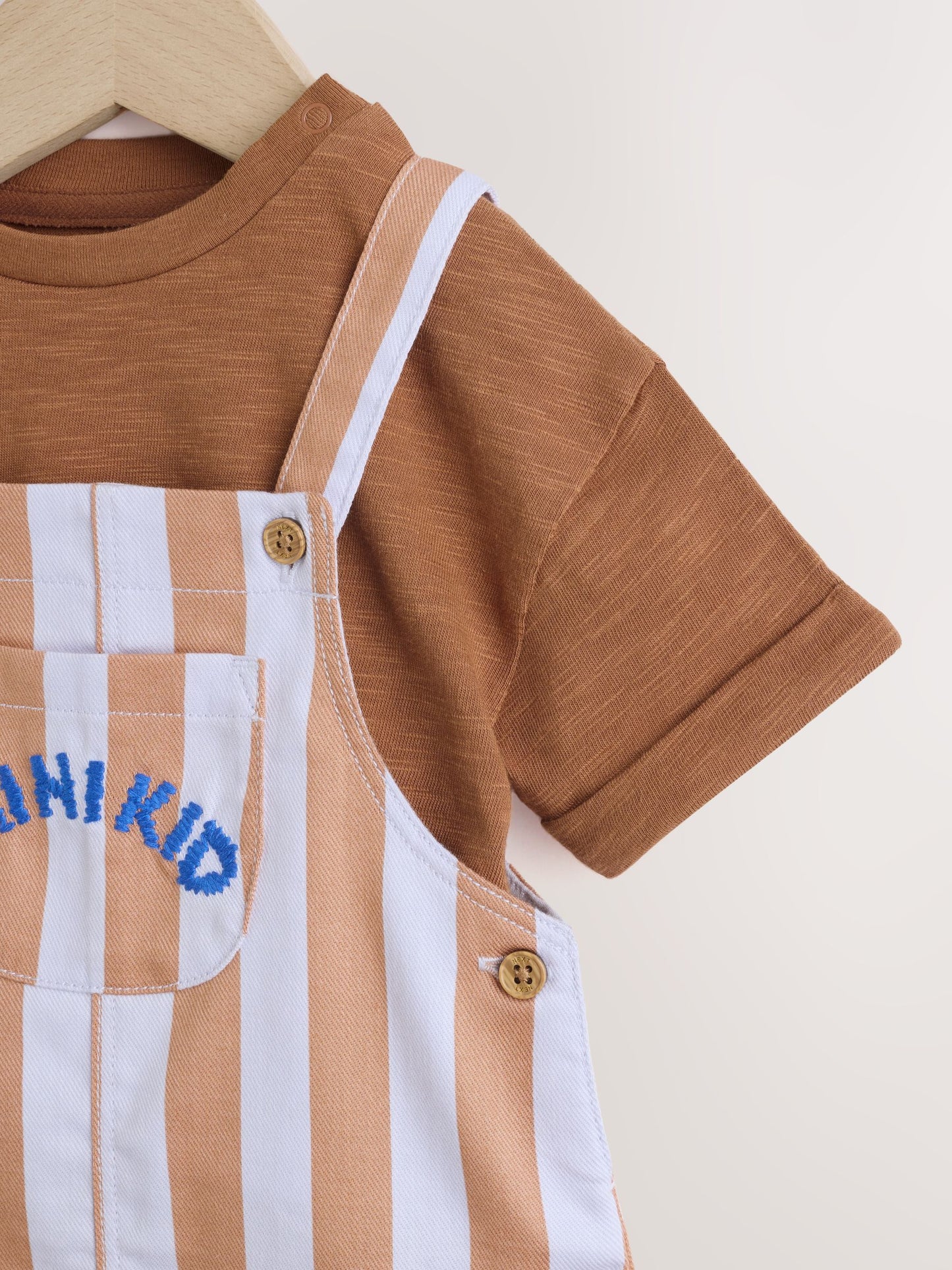 Rust Brown Stripe Twill Dungaree and Bodysuit Baby Set (0mths-2yrs) image 4