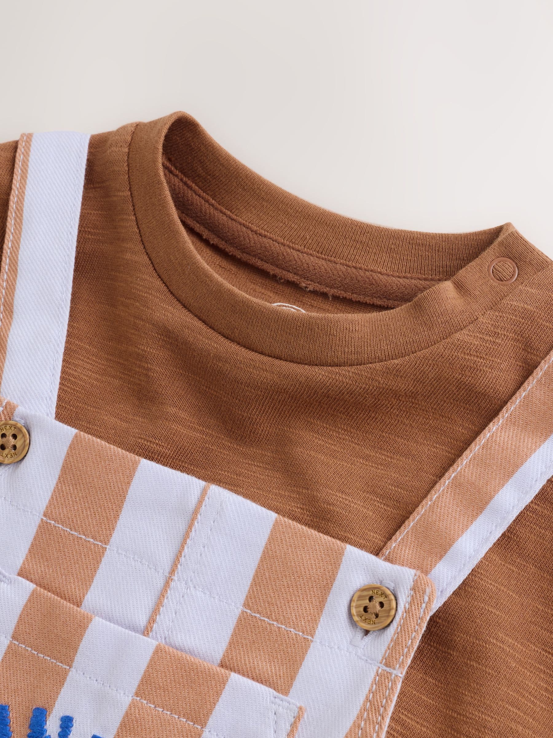 Rust Brown Stripe Twill Dungaree and Bodysuit Baby Set (0mths-2yrs) image 5
