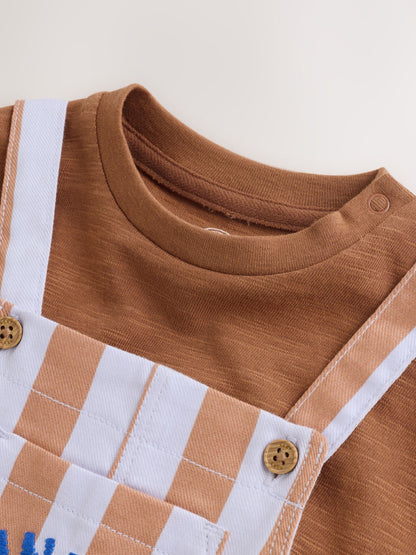 Rust Brown Stripe Twill Dungaree and Bodysuit Baby Set (0mths-2yrs) image 5