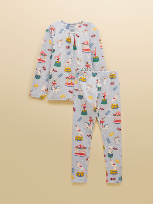 Joules Girls' Kipwell Blue Long Sleeve Pyjama Set - image 1