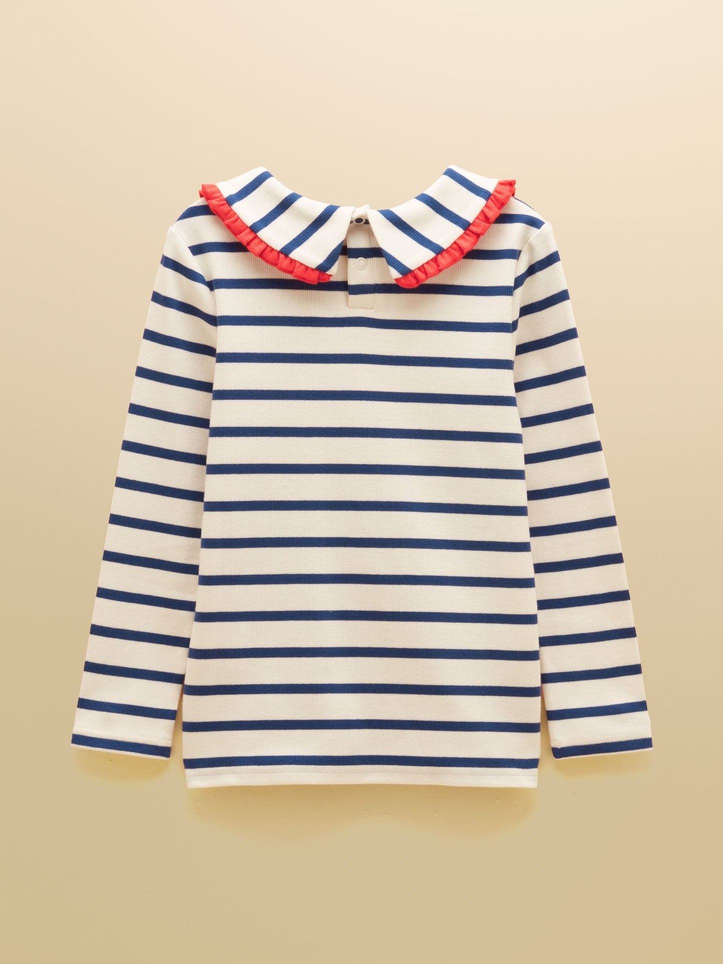 Dsiney Kidz - Joules Girls' Sophie Cream & Blue Long Sleeve Ribbed Collared Top image 2