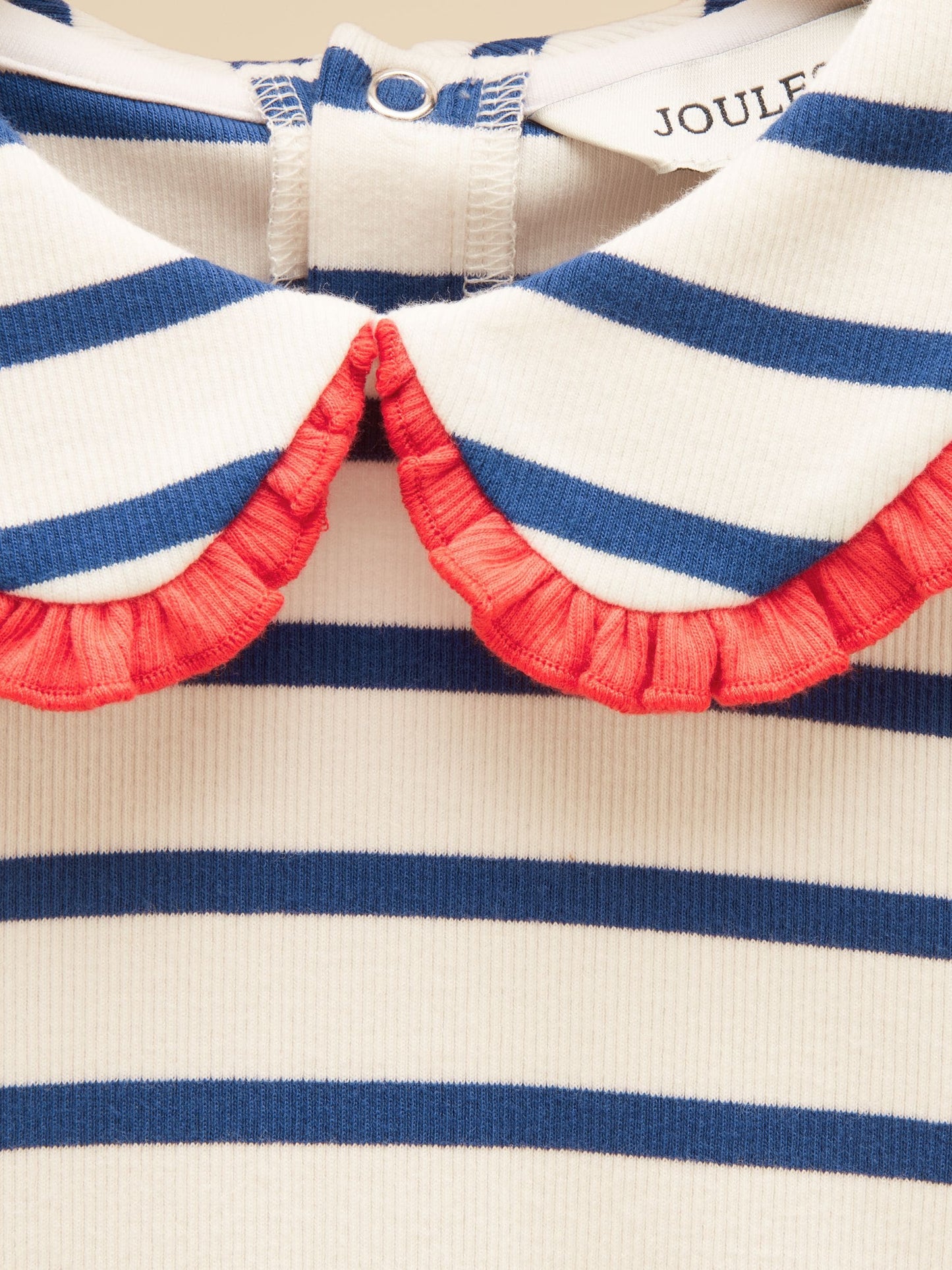Dsiney Kidz - Joules Girls' Sophie Cream & Blue Long Sleeve Ribbed Collared Top image 4