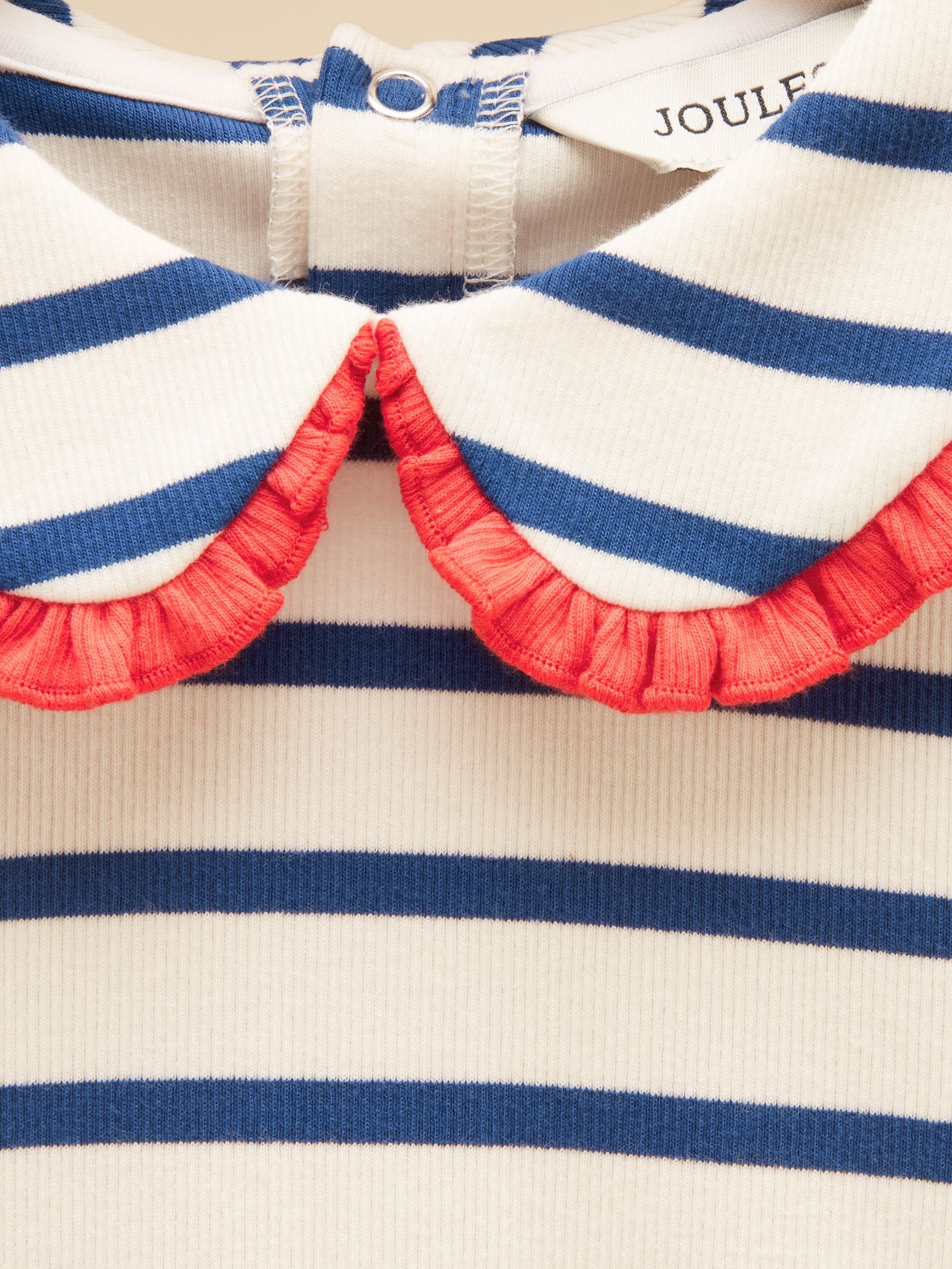 Dsiney Kidz - Joules Girls' Sophie Cream & Blue Long Sleeve Ribbed Collared Top image 4