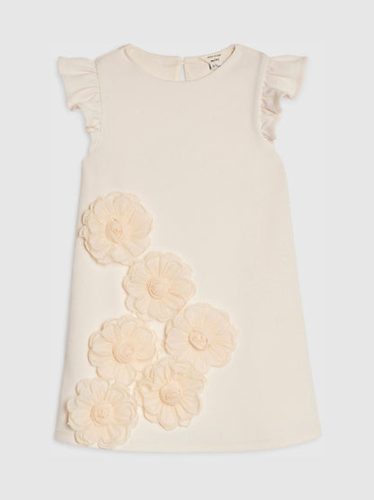 River Island Cream 3D Flower Shift Dress image 1