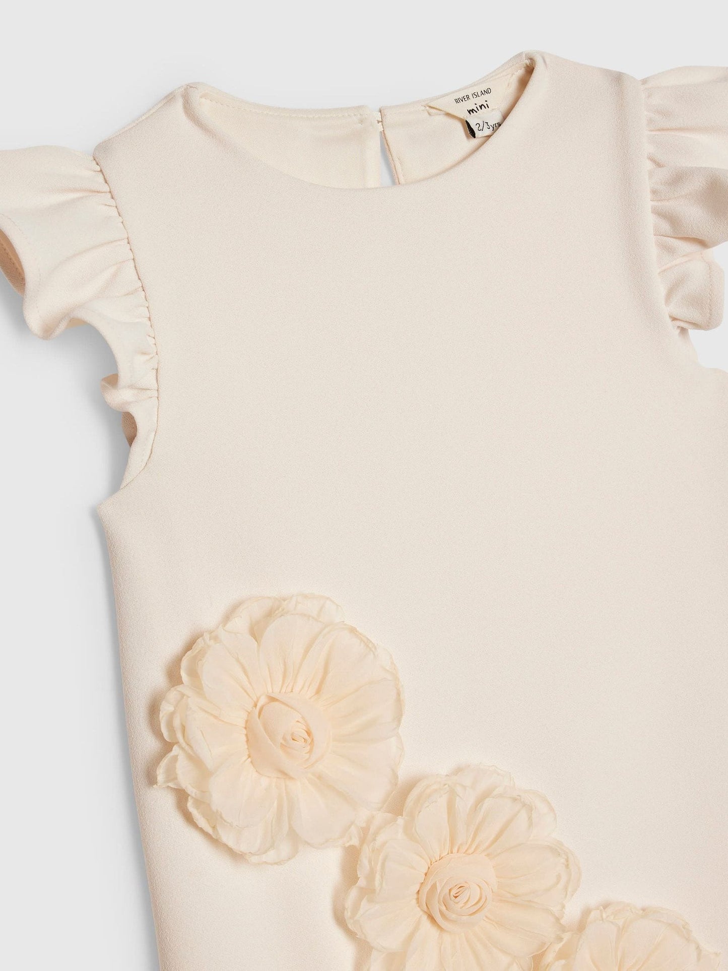 River Island Cream 3D Flower Shift Dress image 3