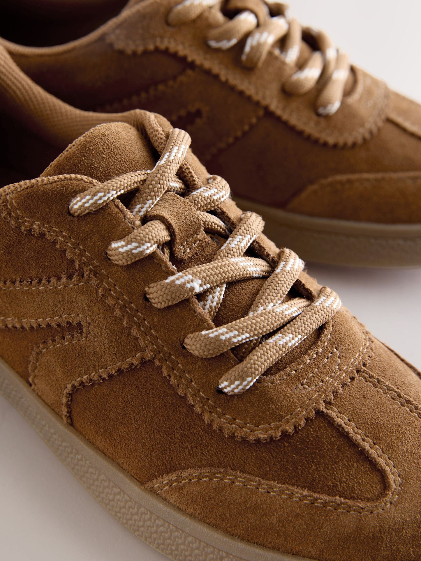 Tan Brown Suede Standard Fit (F) Retro Trainers image 3