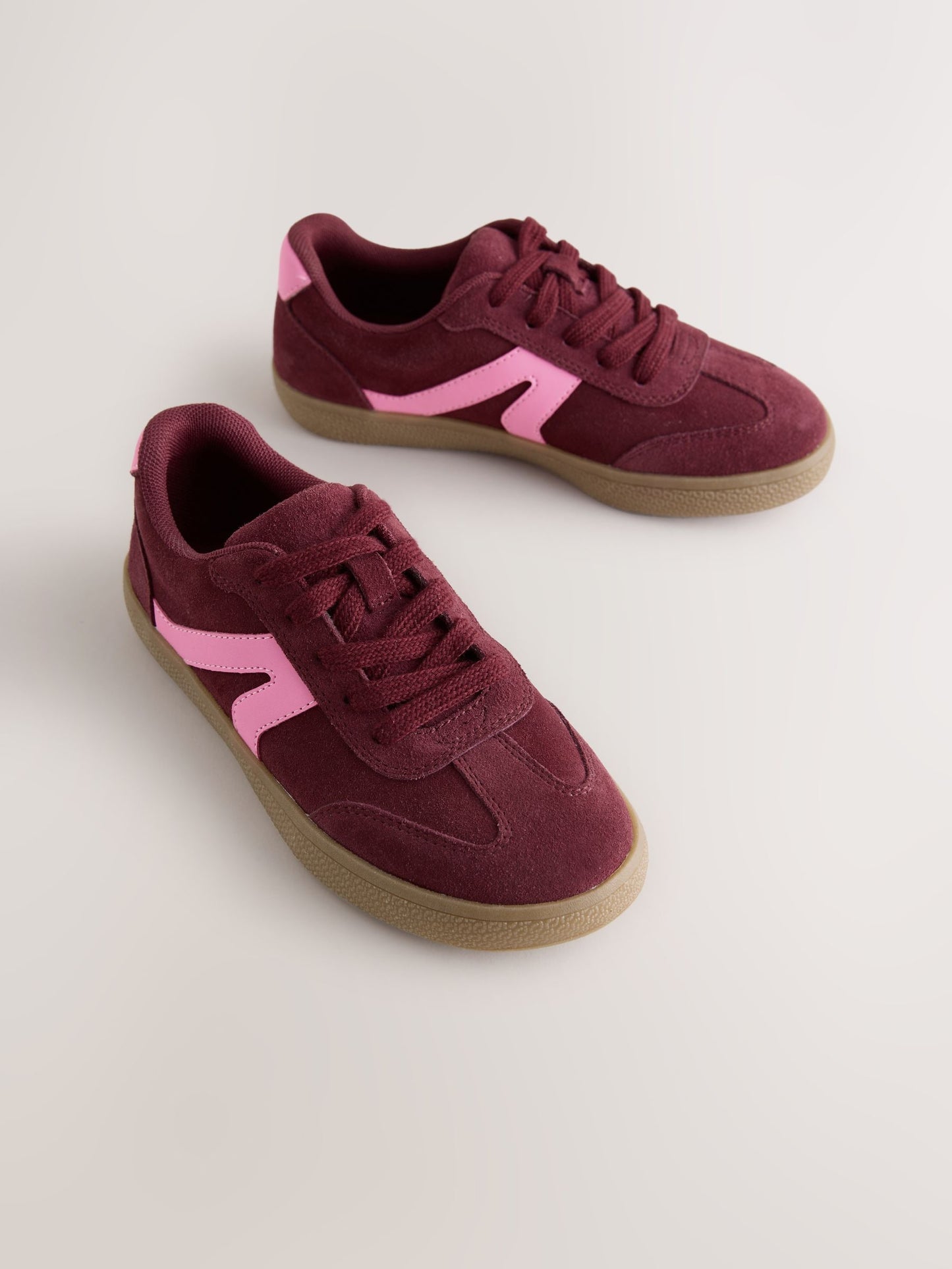 Burgundy Red Suede Standard Fit (F) Retro Trainers image 1