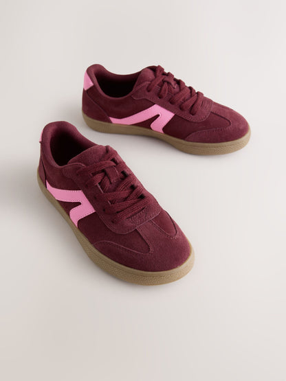 Burgundy Red Suede Standard Fit (F) Retro Trainers image 1