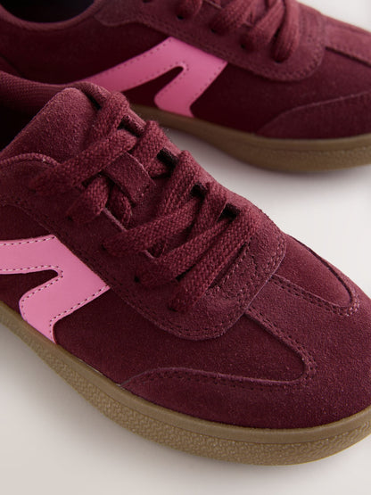 Burgundy Red Suede Standard Fit (F) Retro Trainers image 3