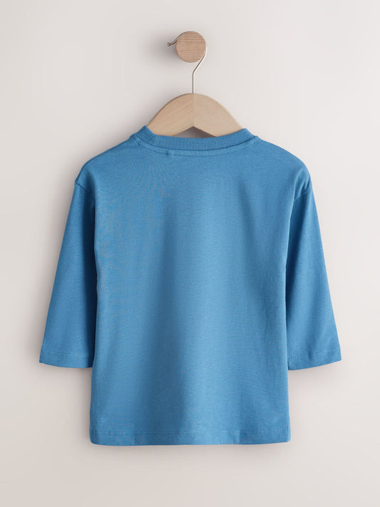 Blue Safari Animals Long Sleeve Graphic Print T-Shirt (3mths-8yrs) image 3