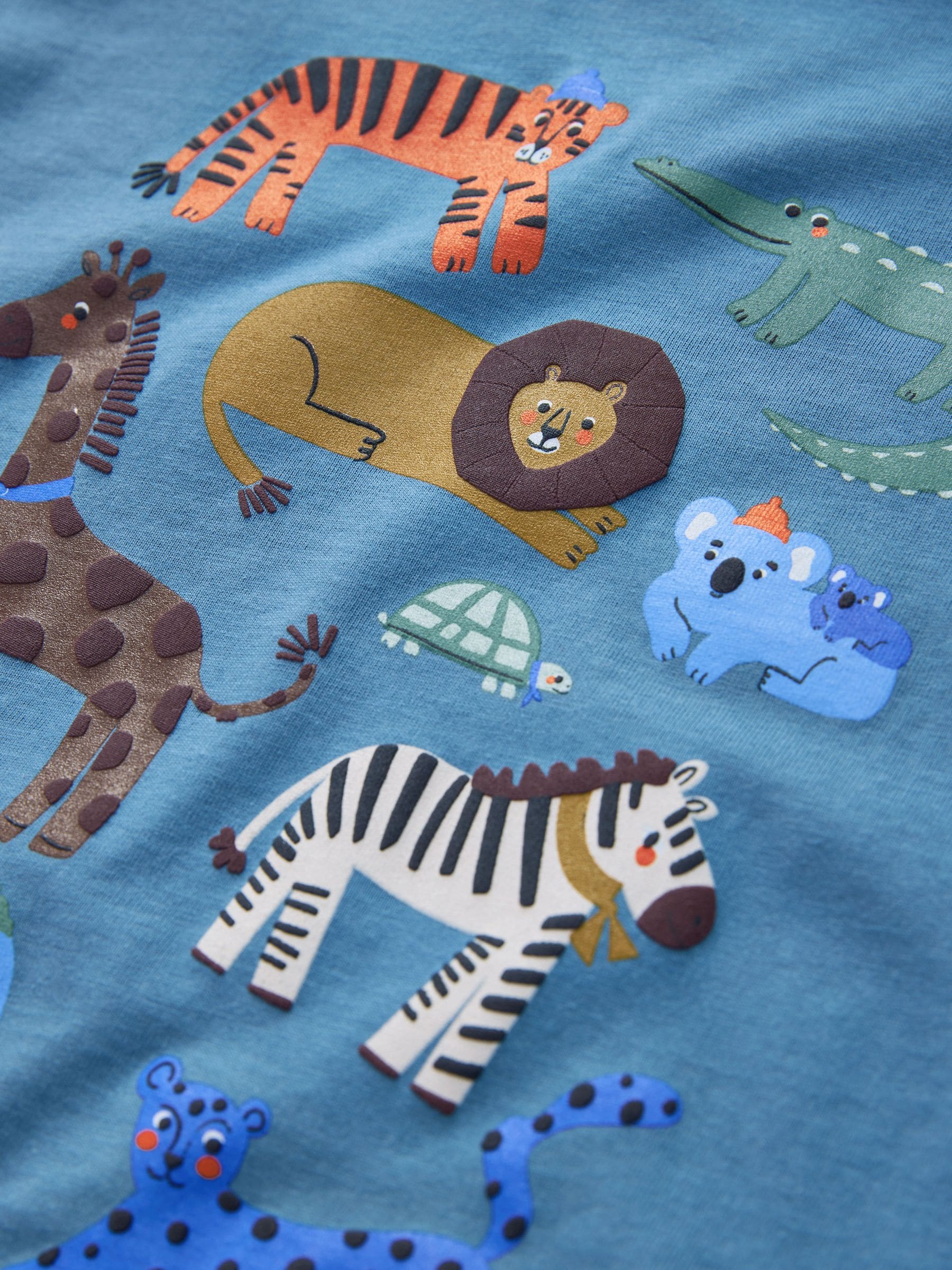 Blue Safari Animals Long Sleeve Graphic Print T-Shirt (3mths-8yrs) image 4