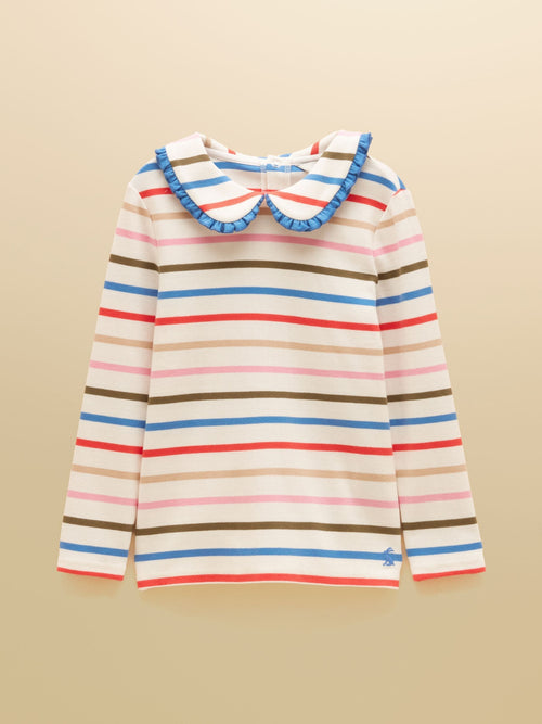 Dsiney Kidz - Joules Girls' Sophie Multi Stripe Long Sleeve Ribbed Collared Top image 1