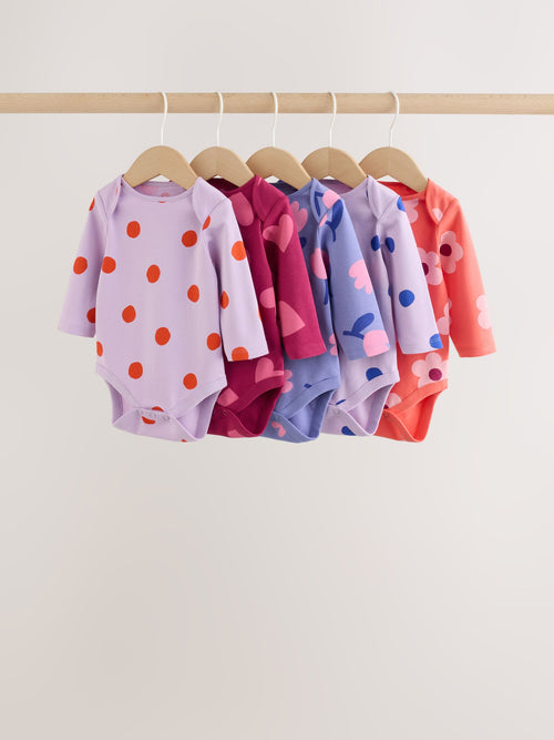 Dsiney Kidz - Purple/Pink Long Sleeve Baby Bodysuits 5 Pack image 1