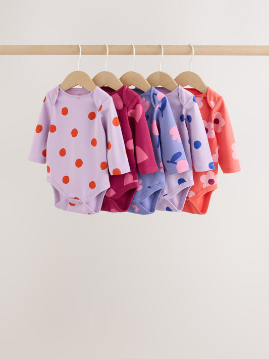 Dsiney Kidz - Purple/Pink Long Sleeve Baby Bodysuits 5 Pack image 1