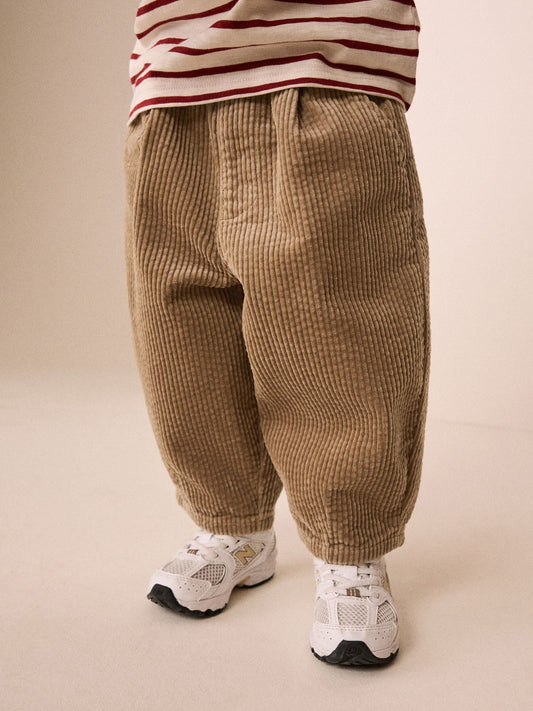 Dsiney Kidz - Stone Beige Wide Fit Textured Corduroy Pull On Trousers (3mths-7yrs) image 1