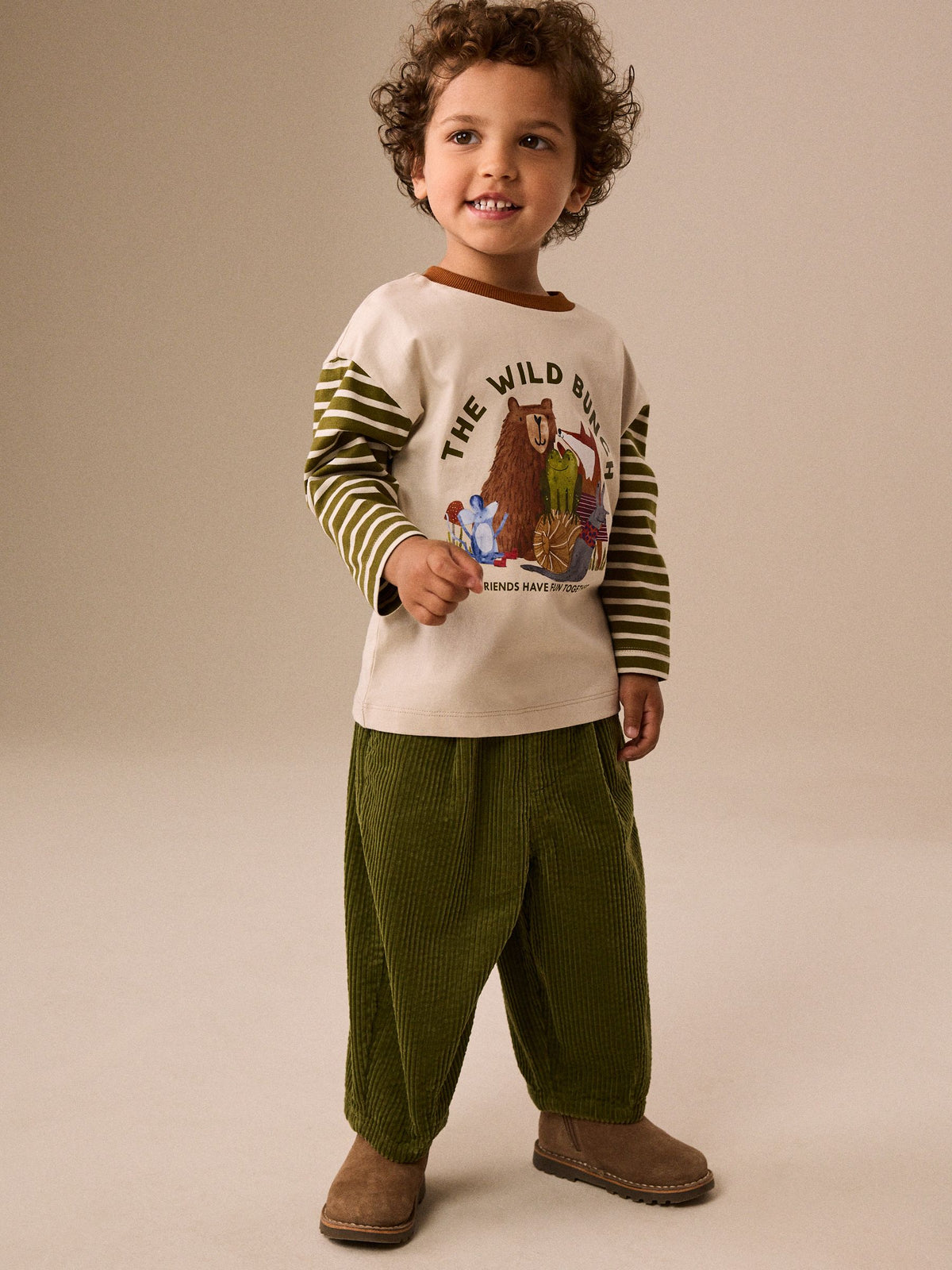 Dsiney Kidz - Green Wide Fit Textured Corduroy Pull On Trousers (3mths-7yrs) image 2
