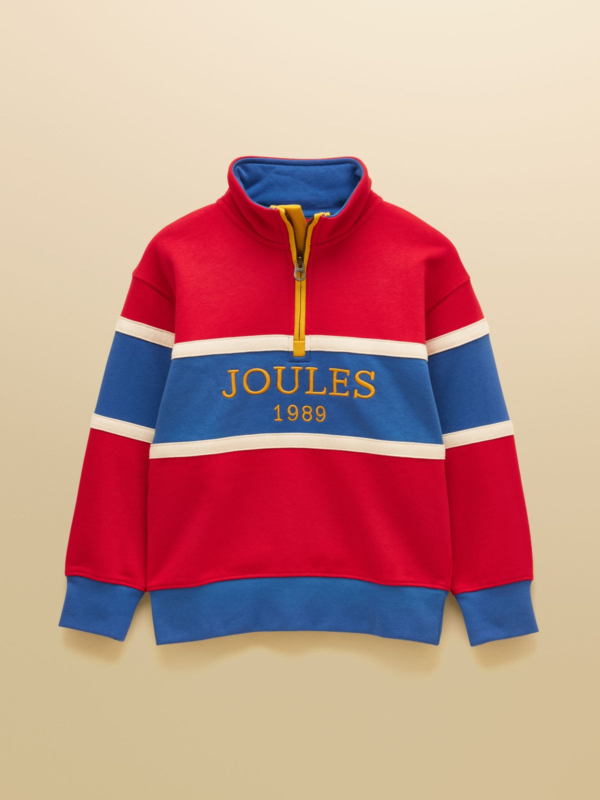 Dsiney Kidz - Joules Kids' Alfie Red Colourblock Quarter Zip Sweatshirt image 1