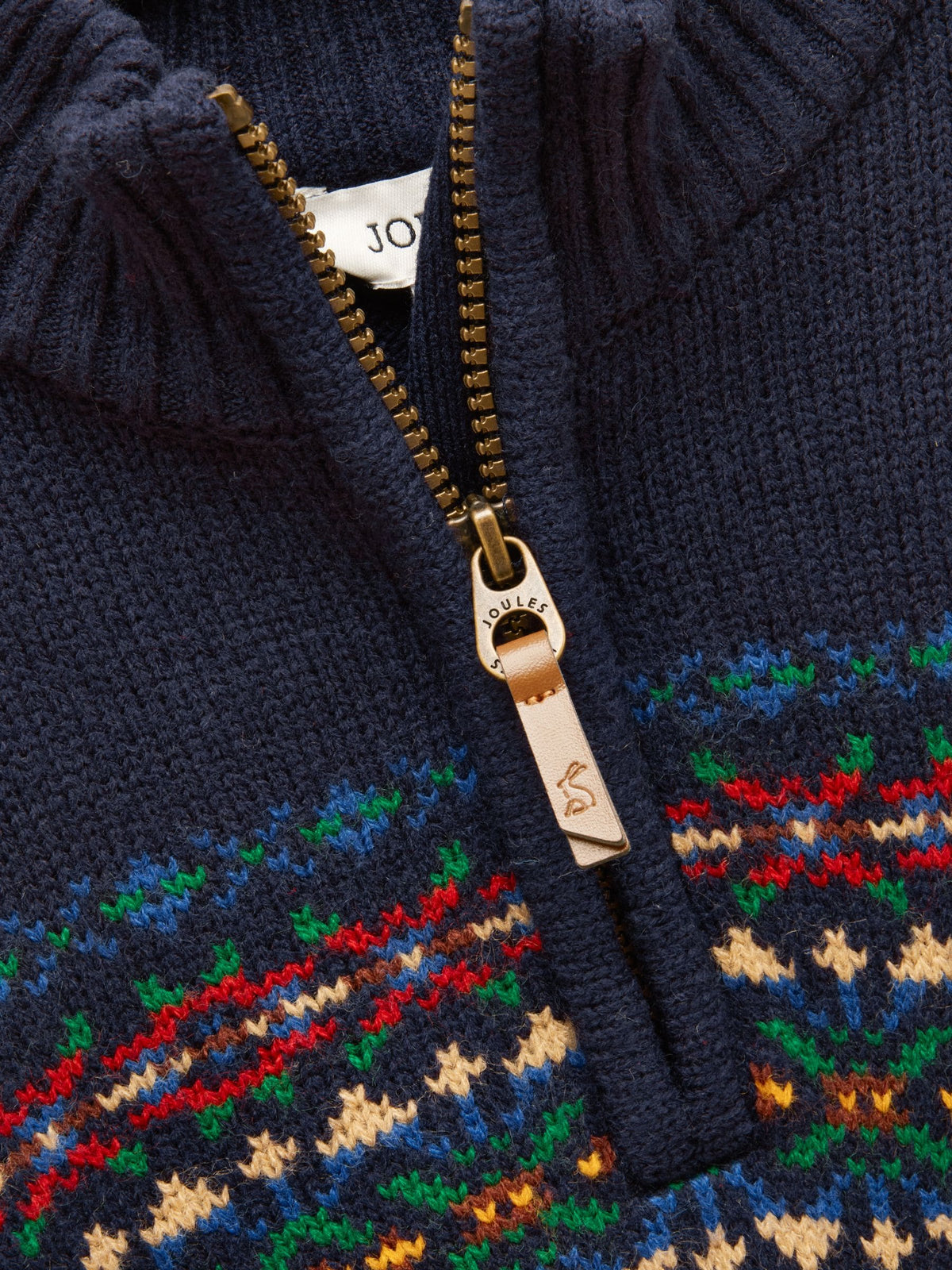 Joules Boys' Hillside Navy Fair Isle Knit Quarter Zip Jumper - image 3