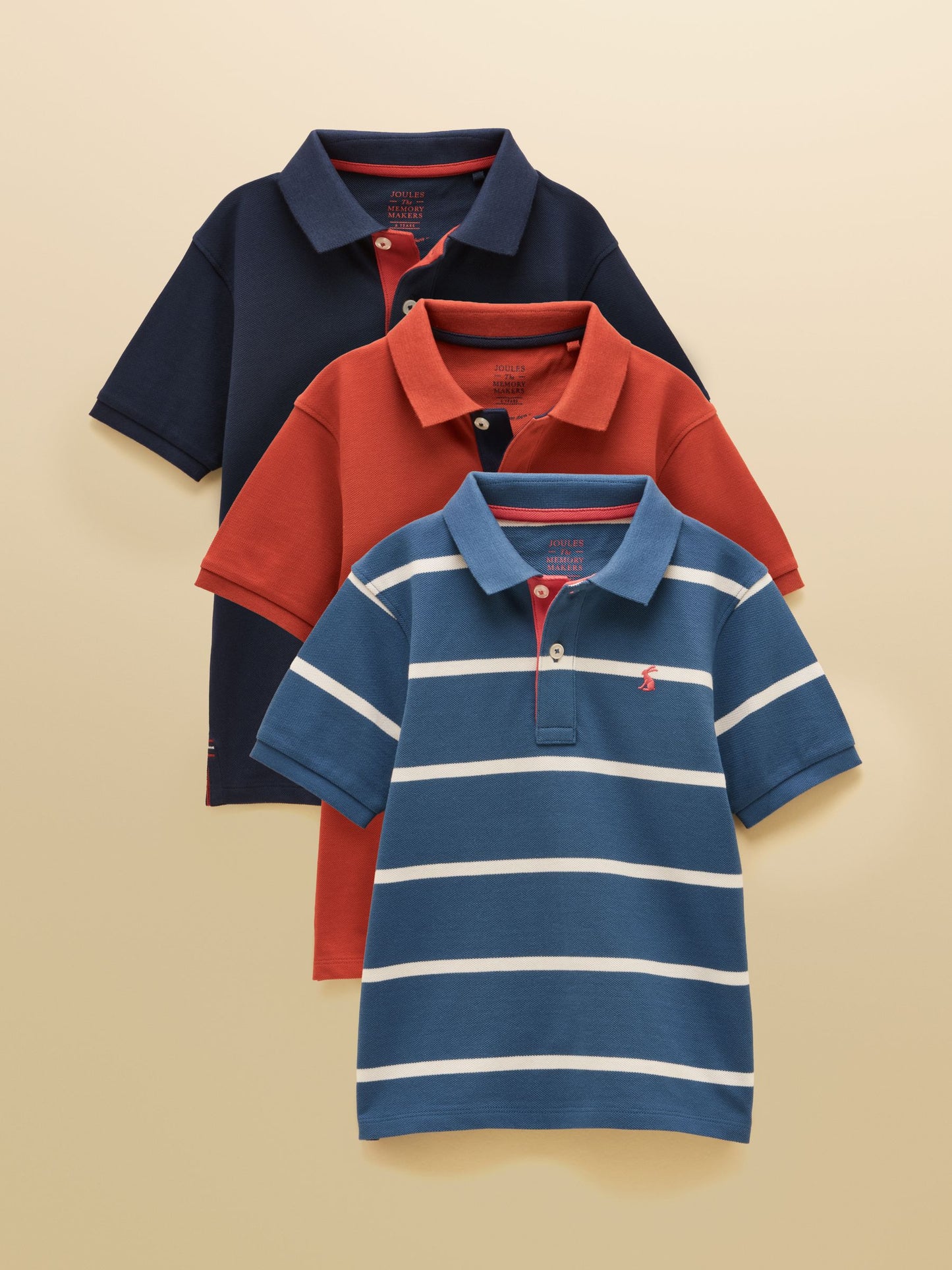 Dsiney Kidz - Joules Boys' Woody 3 Pack Navy/Rust/Ink Blue Cotton Polo Shirts image 1