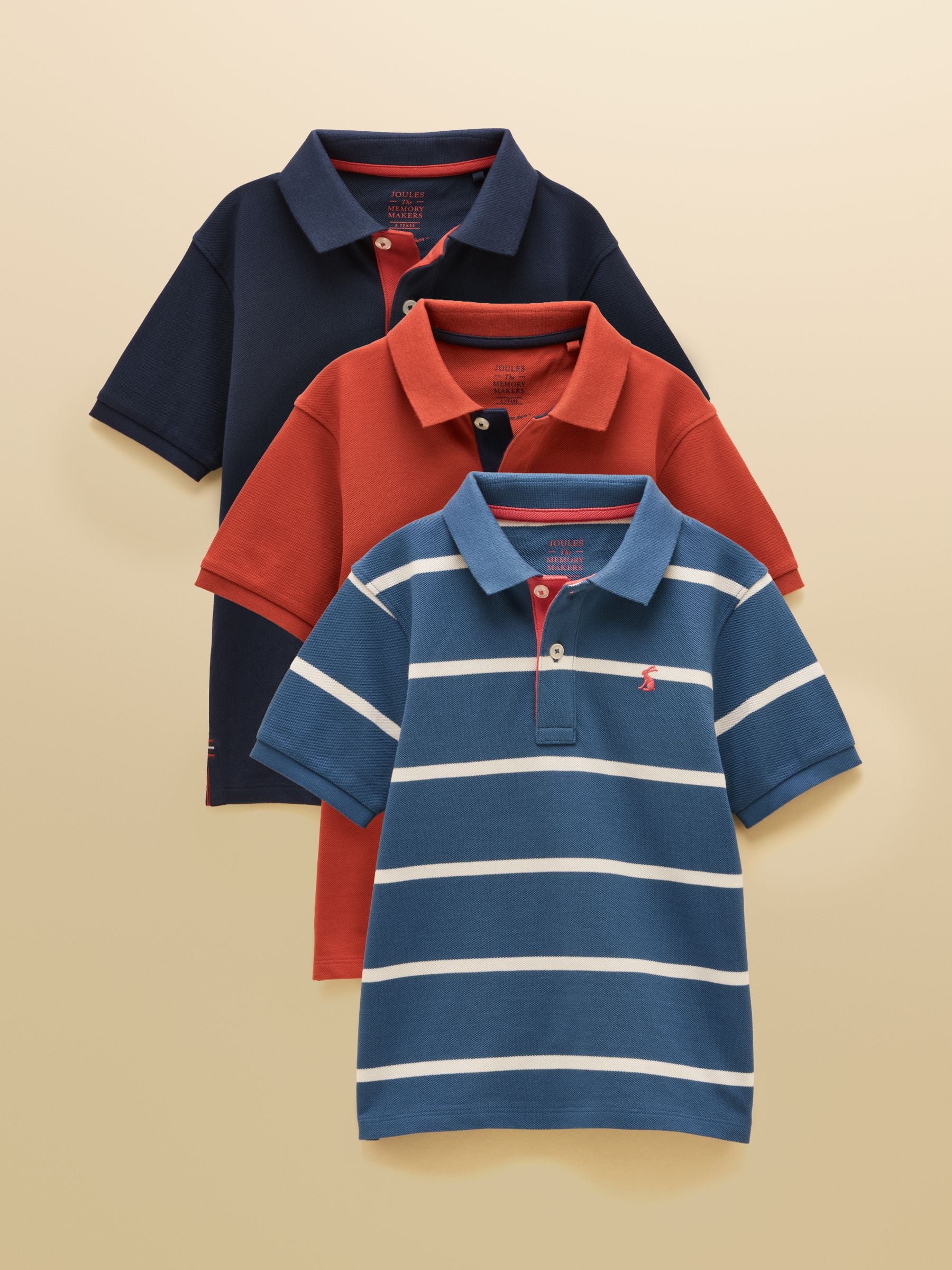 Dsiney Kidz - Joules Boys' Woody 3 Pack Navy/Rust/Ink Blue Cotton Polo Shirts image 1