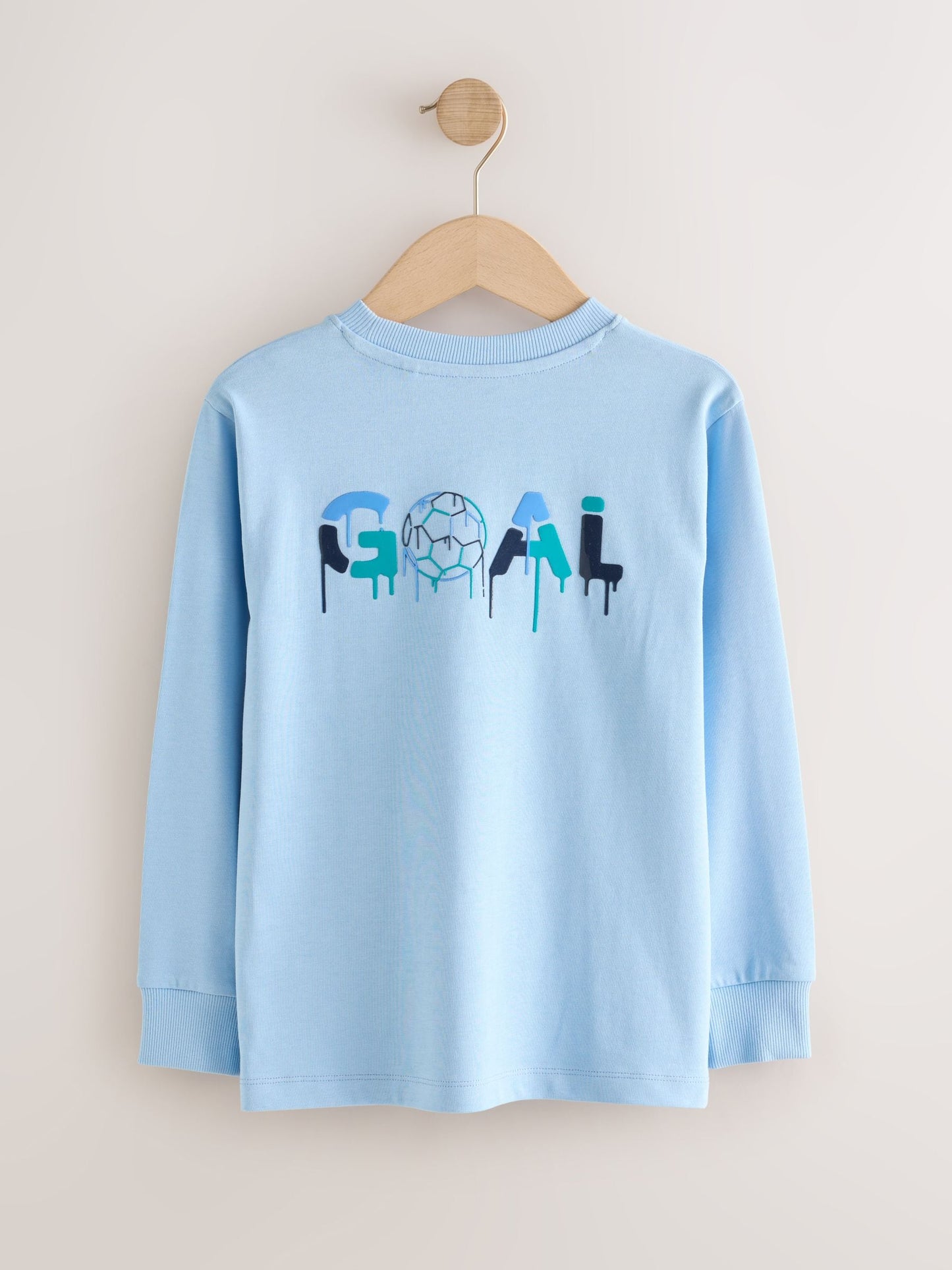 Dsiney Kidz - Blue Football Graphic Long Sleeve Relaxed Fit T-Shirts 3 Pack (3-16yrs) image 2