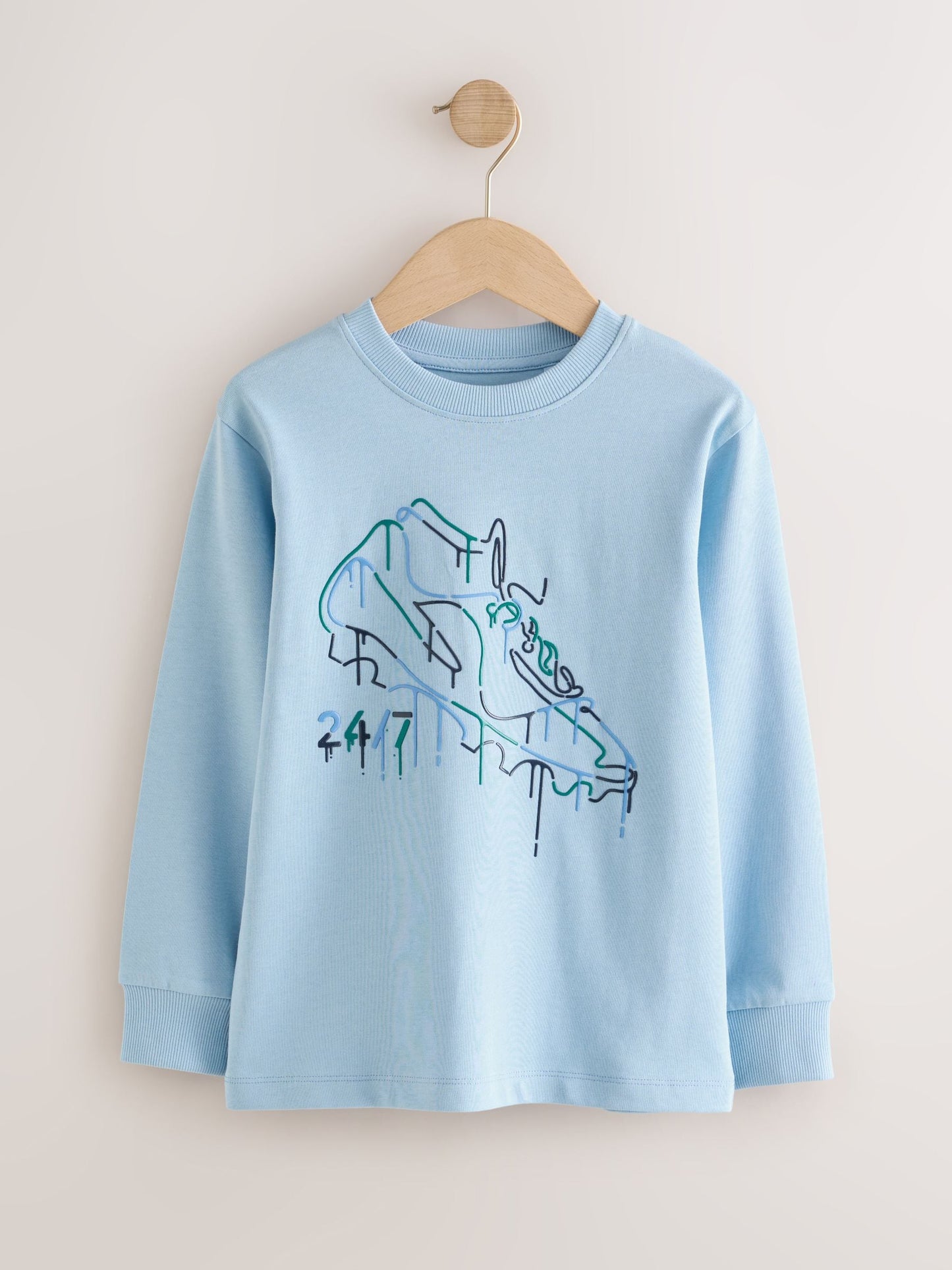 Dsiney Kidz - Blue Football Graphic Long Sleeve Relaxed Fit T-Shirts 3 Pack (3-16yrs) image 6