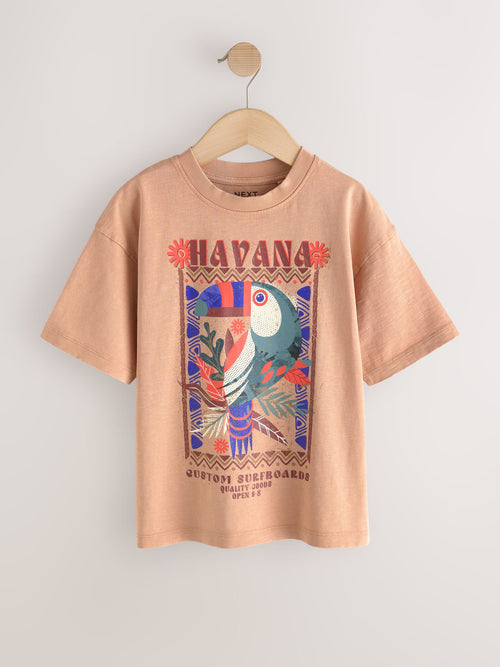 Dsiney Kidz - Tan Brown Washed Graphic T-Shirt (3-16yrs) image 1