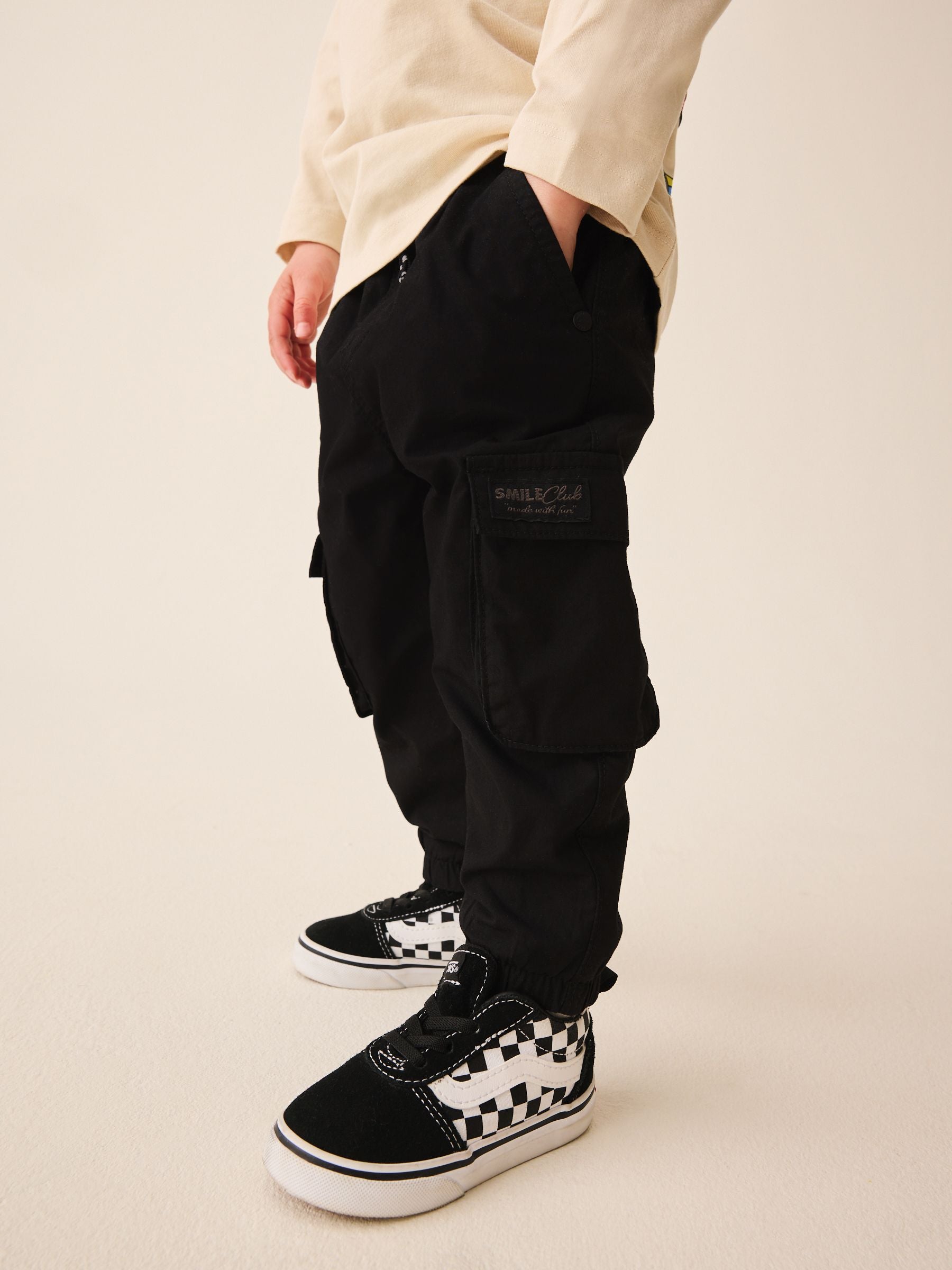 Dsiney Kidz - Black Lined Cargo Trousers (3mths-7yrs) image 1