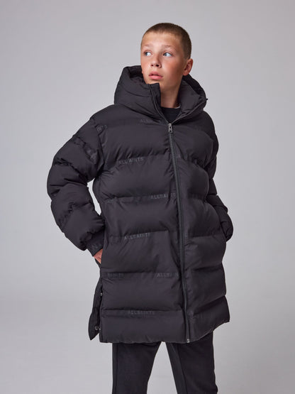 smALLSAINTS Black Heat Seal Logo Mid Length Padded Coat - image 1