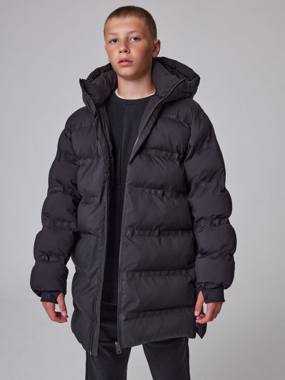 smALLSAINTS Black Heat Seal Logo Mid Length Padded Coat - image 2