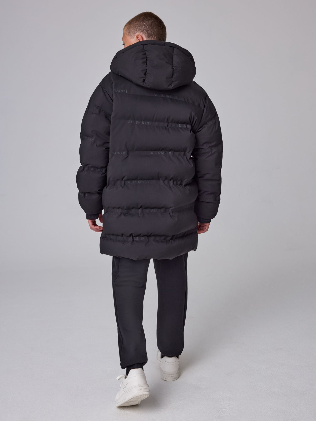 smALLSAINTS Black Heat Seal Logo Mid Length Padded Coat - image 3