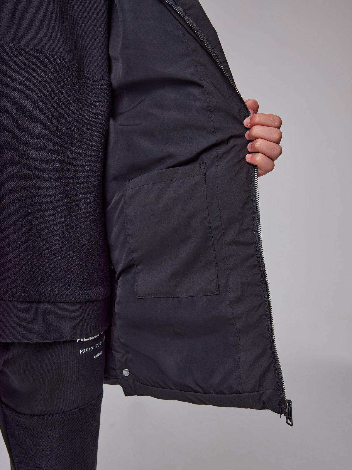 smALLSAINTS Black Heat Seal Logo Mid Length Padded Coat - image 7