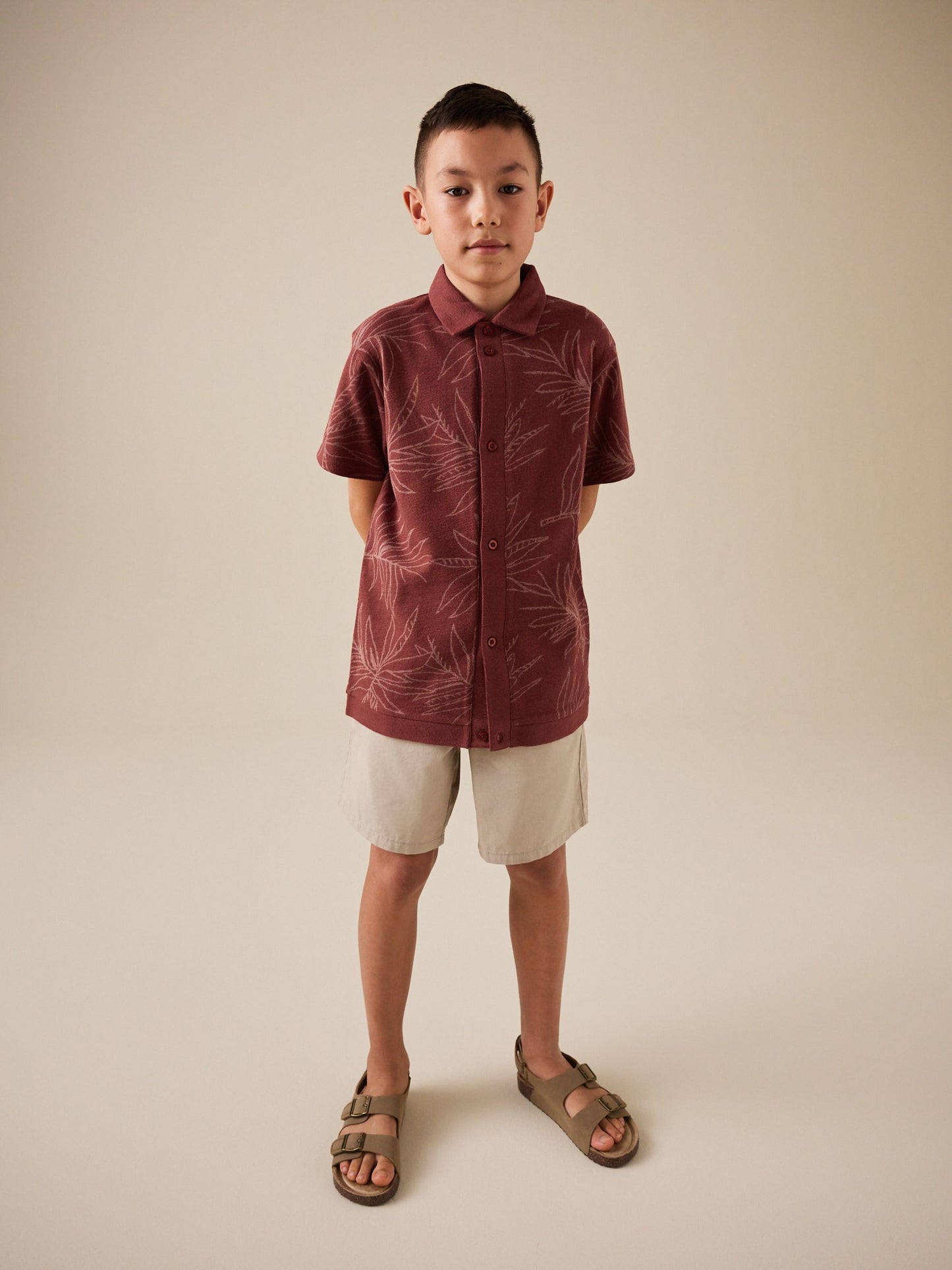 Dsiney Kidz - Rust Red Button Through Short Sleeve Jersey Shirt (3-16yrs) image 3