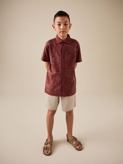 Dsiney Kidz - Rust Red Button Through Short Sleeve Jersey Shirt (3-16yrs) image 3