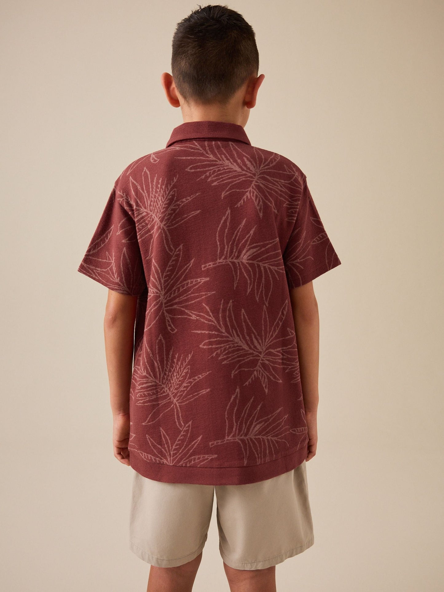 Dsiney Kidz - Rust Red Button Through Short Sleeve Jersey Shirt (3-16yrs) image 4